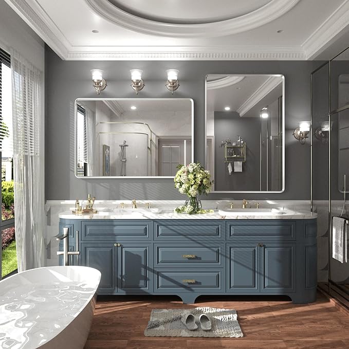 48x32 Inch Silver Bathroom Mirror - Image 5