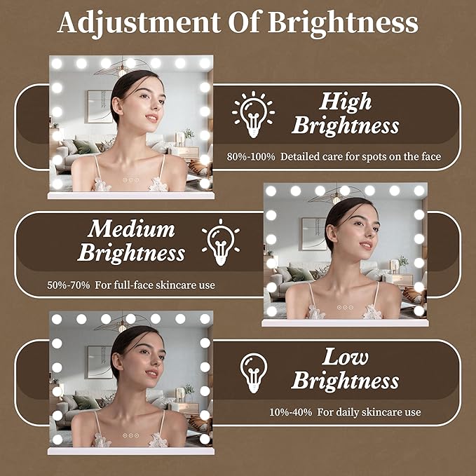 Vanity Mirror with Lights, Makeup Mirror with 17 Dimmable LED Bulbs, 3 Color - Image 3