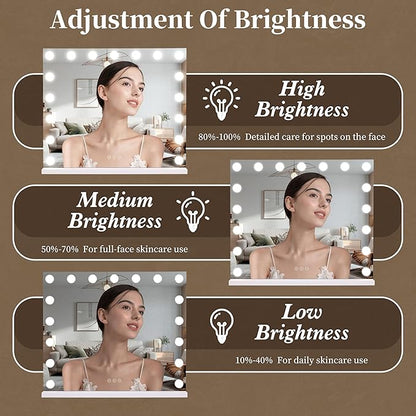 Vanity Mirror with Lights, Makeup Mirror with 17 Dimmable LED Bulbs, 3 Color - Image 3