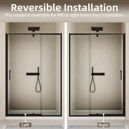 44-48" W x 71" H Pivot Shower Door, Pivot Semi-Frameless Swing Glass Shower Door - Image 7