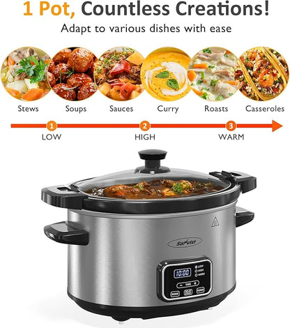 Sunvivi 4qt Slow Cooker, Programmable Slow Cooker - Image 4