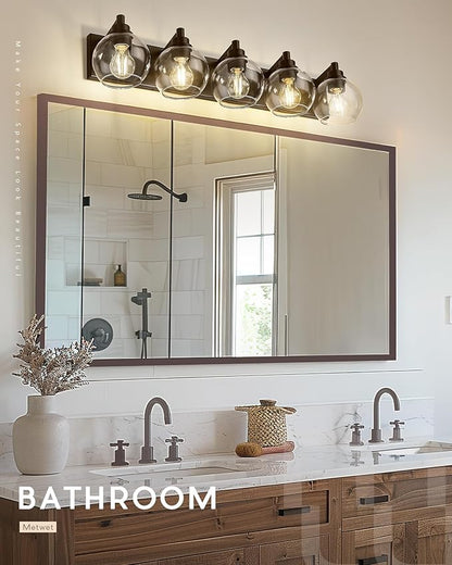 METWET Bathroom Light Fixtures Over Mirror, 5-Light Oil Rubbed Bronze Bathroom - Image 8