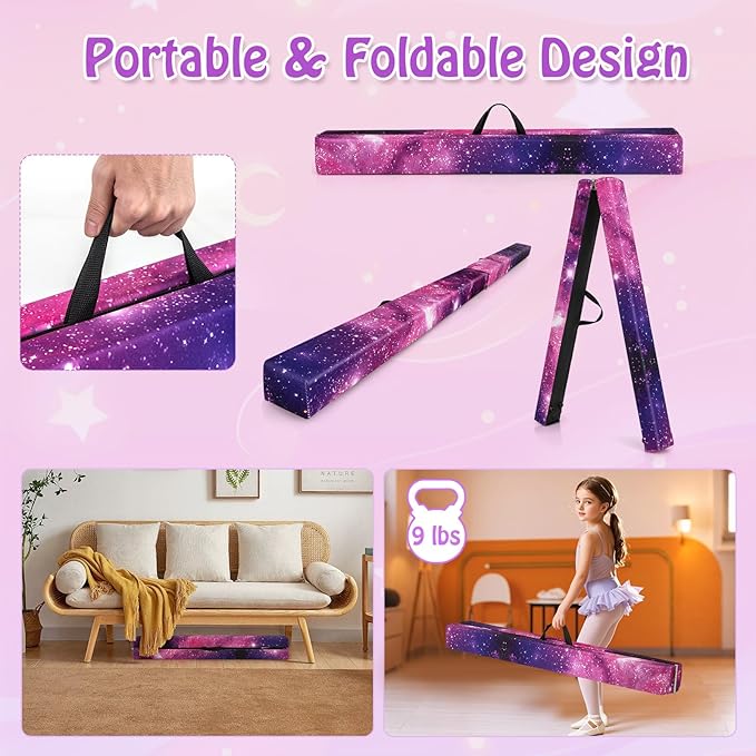 Giantex 7FT/8FT/9FT Balance Beam, Folding Gymnastics Beam w/Carry Handles - Image 4
