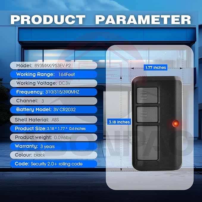 Chamberlain 953EV/EVC Universal Garage Door Opener Remote - Image 5