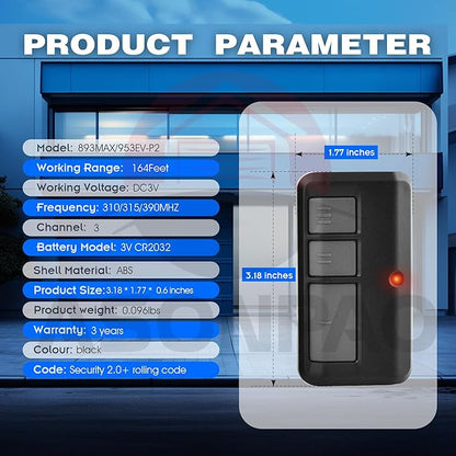 Chamberlain 953EV/EVC Universal Garage Door Opener Remote - Image 5