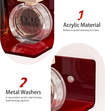9 Inch Red Acrylic Small Wall Shelf, Home Wall Display Ledges - Image 5