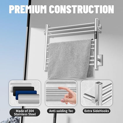 K&KALONZO Towel Warmer for Bathroom, Wall-Mounted 9-Bar Heated Towel Rack - Image 7