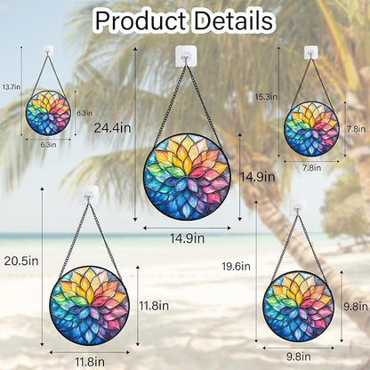 DASTOLL Stained Glass Window Hanging, Colorful Flower Petals Sun Catchers - Image 6