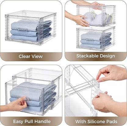Vtopmart 6 Pack 18QT Clear Stackable Storage Drawers, Easily Assemble Closet - Image 7
