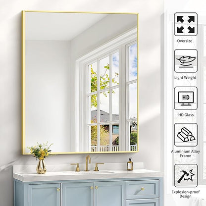 40x48inch Gold Bathroom Mirror, Large Rectangular Wall Mirrors - Image 5