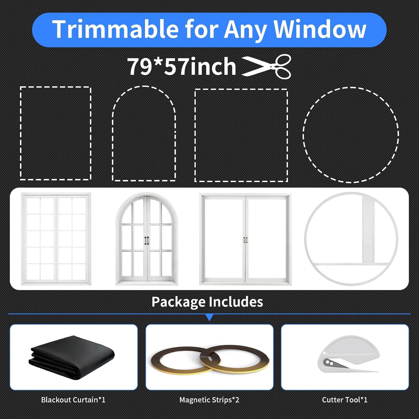BKSAI Black Out Curtains Full-Frame Magnetic Blackout Shades No Drill Window Cover Blinds 100% Light Blocker Portable Removable for Bedroom RV Nursery Media Room Cortinas Blackout para Dormitorio