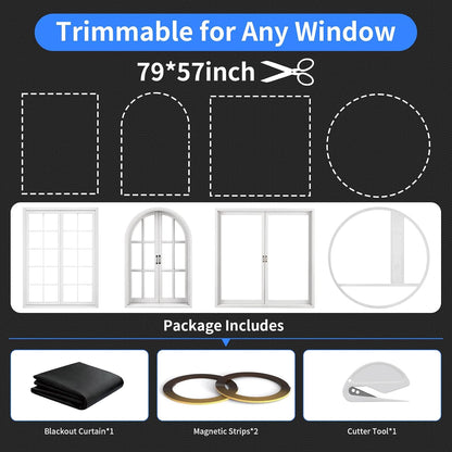 BKSAI Black Out Curtains Full-Frame Magnetic Blackout Shades No Drill Window Cover Blinds 100% Light Blocker Portable Removable for Bedroom RV Nursery Media Room Cortinas Blackout para Dormitorio