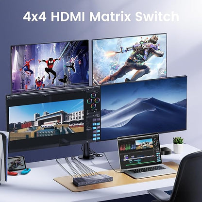 4x4 HDMI Matrix Switch 4K 30Hz, 4 in 4 Out HDMI Switch - Image 2