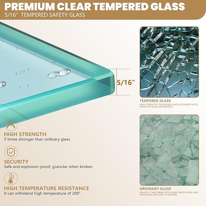 Bathroom Shower Glass Door Panel, 5/16" Thick Clear Tempered, Matte Black Finsh - Image 6