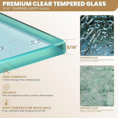 Bathroom Shower Glass Door Panel, 5/16" Thick Clear Tempered, Matte Black Finsh - Image 6