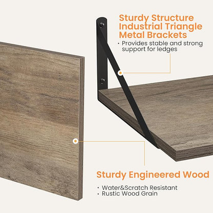 Heimlove Deep Floating Shelves for Wall, 16W x 12D Rustic Grey Wood Wall - Image 4