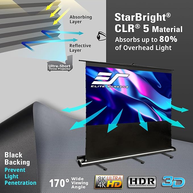 Elite Screens ezCinema Tab-Tension CLR 5, 103-inch Portable Floor-Rising UST - Image 5