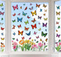 Whaline 9 Sheets Spring Butterfly Window Clings Summer Colorful Butterfly Flora Windows Decor Double-Sided Anti-Collision Reusable Decals Non-Adhesive for Home Window Glass