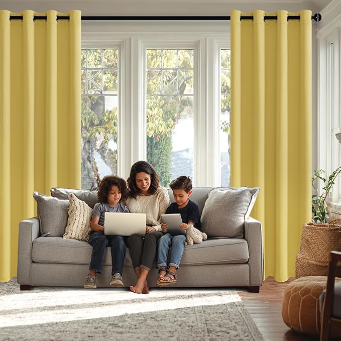 JIUZHEN Light Yellow Blackout Curtains - Image 3