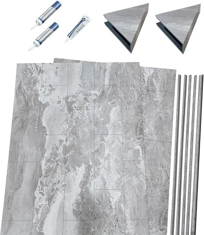 Palisade 78in x 36in x 36in Waterproof Vinyl Corner Shower Surround Kit - Image 2