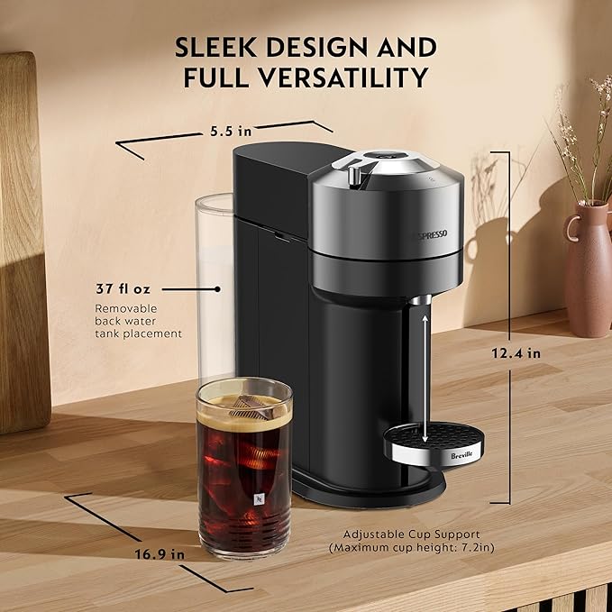 Nespresso Vertuo Next Deluxe Coffee and Espresso Maker, Pure Chrome - Image 8