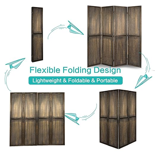 Babion 4 Panel Pegboard Display, Peg Board Room Divider Freestanding Folding - Image 6