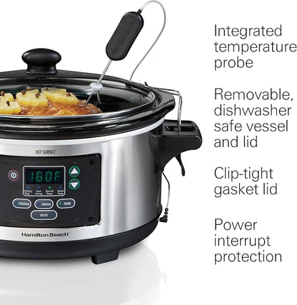 Hamilton Beach Portable 6 Quart Set & Forget Digital Programmable Slow Cooker - Image 3