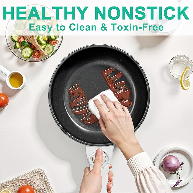 Dezin Hot Pot Electric Upgraded, Non-Stick Sauté Pan, Rapid Noodles Electric Pot - Image 5