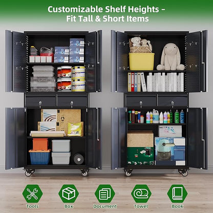 Garage Storage Cabinet with Wheels and Doors, Required Assembly - Image 5