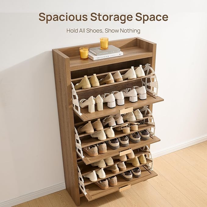 SICOTAS Rattan Shoe Storage Cabinet - Image 5