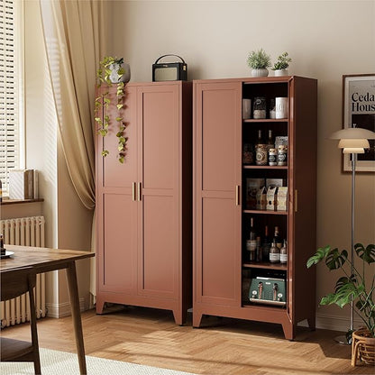 COFaR 71" Classic Pantry Cabinet in Brown, 5-Tier Storage by COFAR