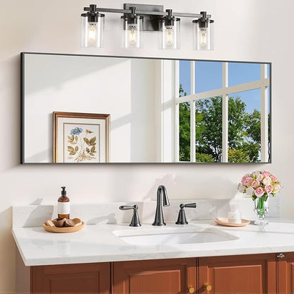 Black Bathroom Mirror for Wall, 20x48 Inch Rectangle Mirror - Image 2