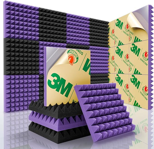 Sonicism Soundproof Wall Panels Self-Adhesive Pyramid 36 Pack, Sound Absorption by Sonicism