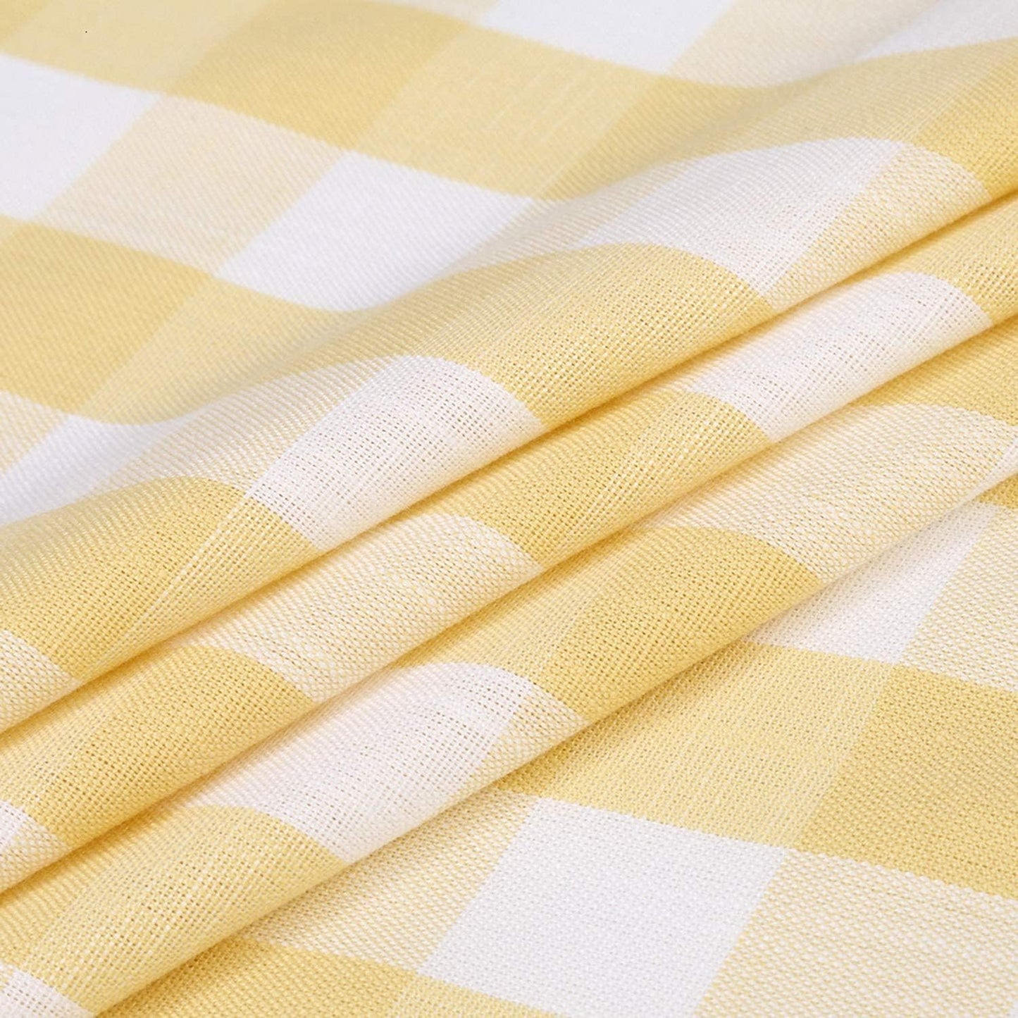 Gingham Buffalo Check Autumn Yellow Cafe Kitchen Curtain Valances, Plaid Design Thick Yarn Dyed Fabric Rod Pocket Valance Curtains for Bathroom, Living Room, 55" x 15", Yellow/White | Café Kitchen Curtains,Buffalo Checkered,Gingham Geo,Rustic Yarn Dyed