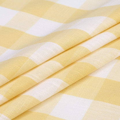 Gingham Buffalo Check Autumn Yellow Cafe Kitchen Curtain Valances, Plaid Design Thick Yarn Dyed Fabric Rod Pocket Valance Curtains for Bathroom, Living Room, 55" x 15", Yellow/White | Café Kitchen Curtains,Buffalo Checkered,Gingham Geo,Rustic Yarn Dyed