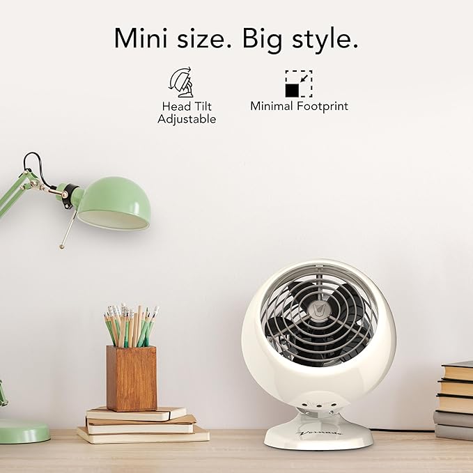 Vornado VFAN™ Mini Classic Vintage Fan, Retro Metal Air Circulator, - Image 5