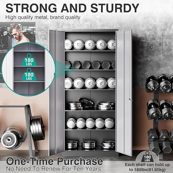 SISESOL Wide & Deep Metal Storage Cabinet - Image 5
