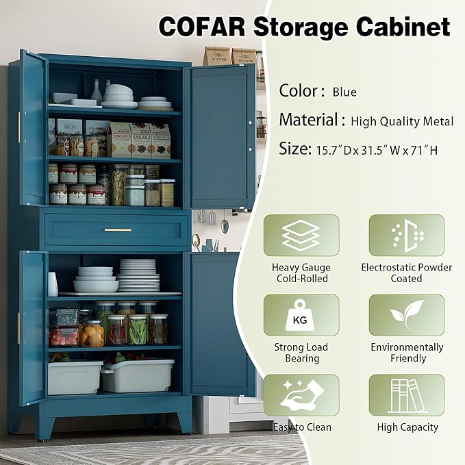 COFaR Farmhouse Storage Kitchen Pantry Cabinet - Image 5