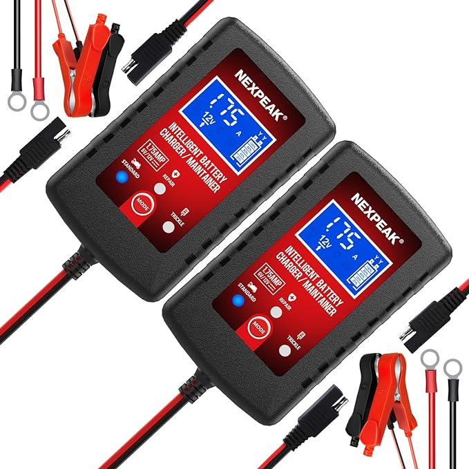 2-Pack Smart Fully Automatic 6V 12V Battery Charger Maintainer by NEXPEAK