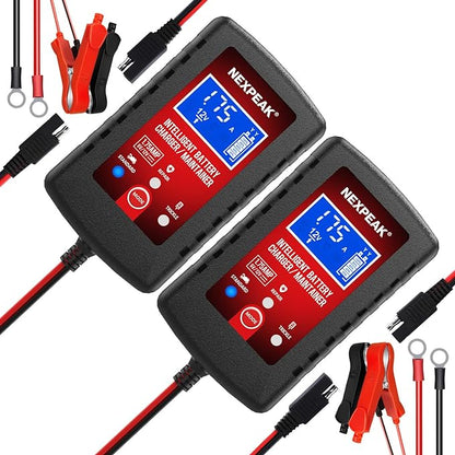 2-Pack Smart Fully Automatic 6V 12V Battery Charger Maintainer by NEXPEAK
