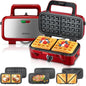 FOHERE Waffle Maker 3 in 1 Sandwich Maker 1200W Panini Press by HOME