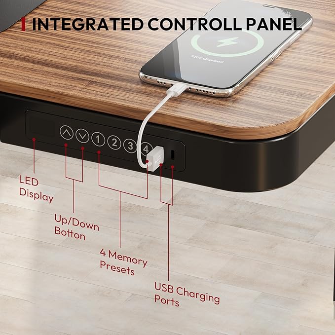 Standing Desk with Drawer, Electric Height Adjustable Home Office Desk with - Image 5