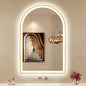 24"x36" Arched LED Lighted Bathroom Mirror with Lights | Gold Aluminum Frame, Fogless, Dimmable, Shatterproof, Touch Sensor, 3 Color Changing