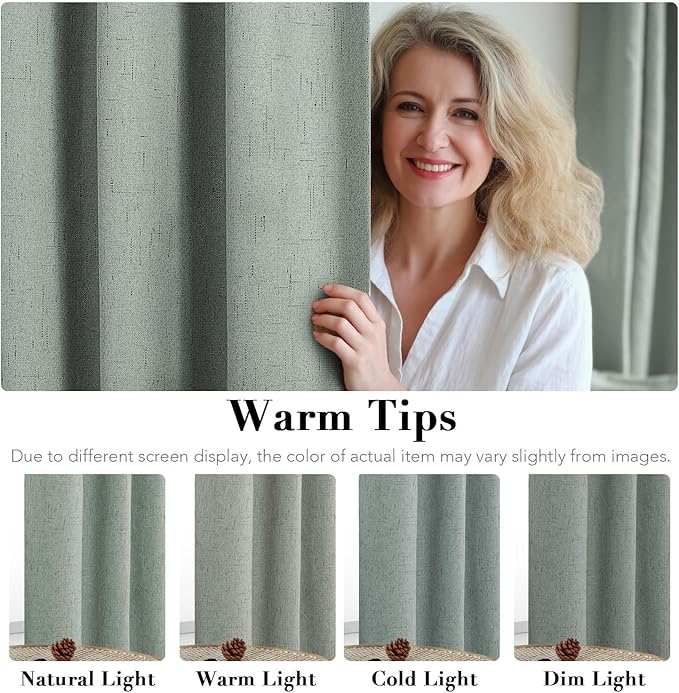 H.VERSAILTEX Linen Blackout Curtains 108 Inches Long 100% Blackout Thermal - Image 5