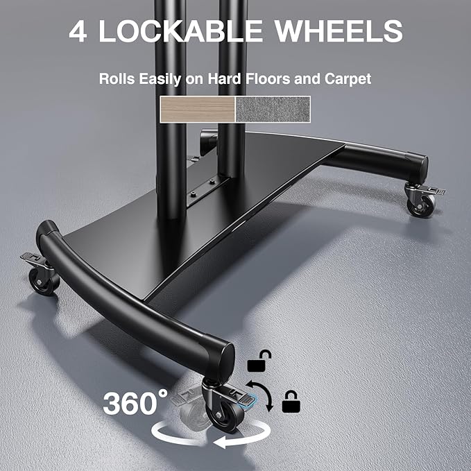 PERLESMITH Mobile TV Stand for 55-90 Inch Flat/Curved Screen TV Max VESA - Image 6