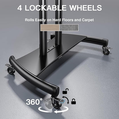 PERLESMITH Mobile TV Stand for 55-90 Inch Flat/Curved Screen TV Max VESA - Image 6