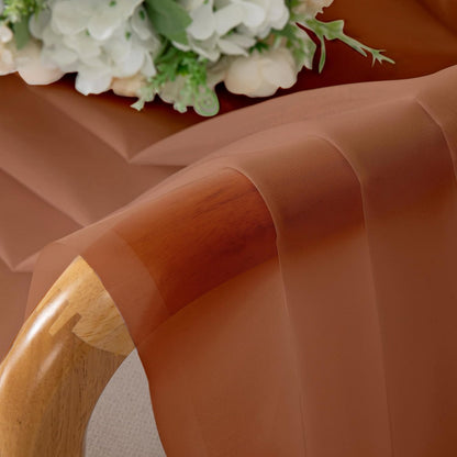 Chyhomenyc Burnt Orange Sheer Curtains 84 Inch Length 2 Panels, Light Filtering Soft Airy Voile Rod Pocket Sheer Window Drapes for Bedroom Living Room, Each 42Wx84L Inches