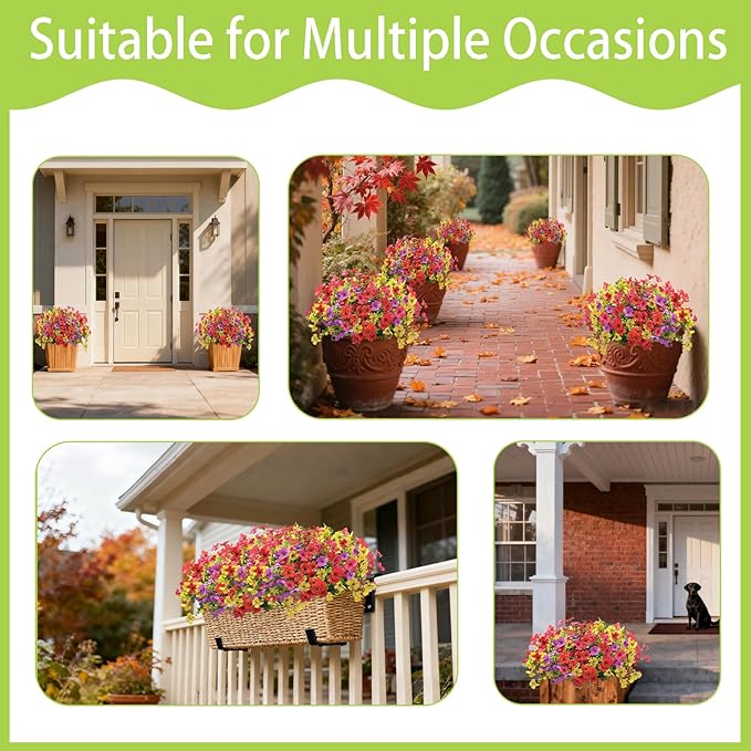 12 Bundles Artificial Flowers for Spring Summer Outdoor Decoration Faux - Image 8