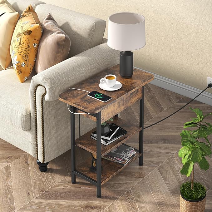 LIDYUK End Table with Charging Station, Flip Top Side Table with USB Ports and - Image 2