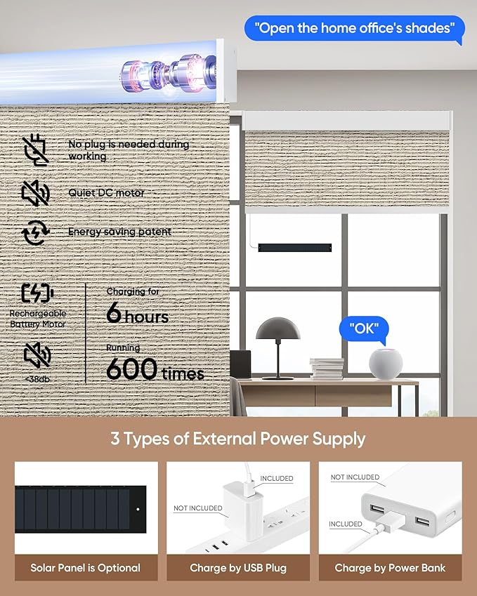 Kincmo Motorized Blinds with Remote, 100% Blackout Motorized Roller Shades Work - Image 5